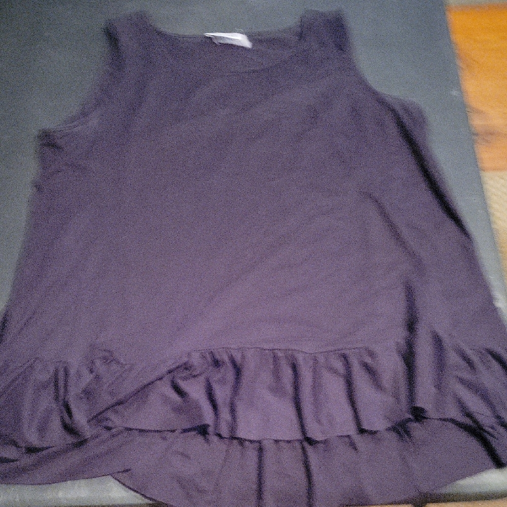 Zenana Outfitters Deep Purple Ruffle Tank Top